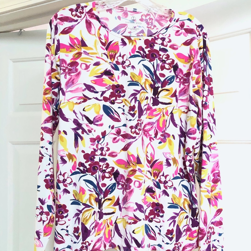 Women's Land's End Long Sleeve Swim Rash Guard L